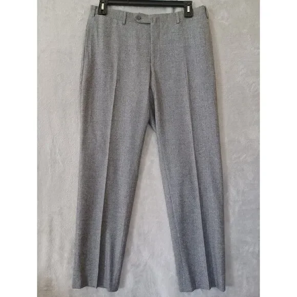 Canali Tessuto Stretch Pants Gray 34x31 Wool Silk Elastane Classic Preppy Italy - Picture 2 of 14